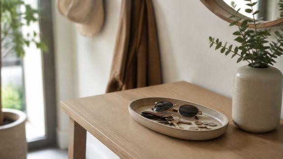 Petits plateaux pour vide-poches : organisation élégante dans l’entrée