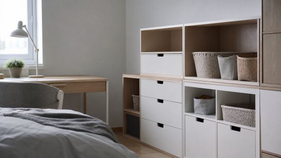 Solutions de rangement modulaires pour une chambre évolutive