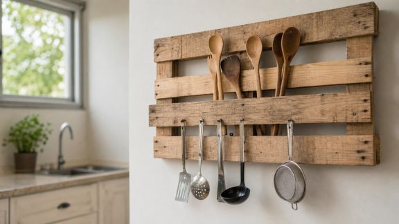 Créer un organisateur mural pour ustensiles de cuisine avec des palettes