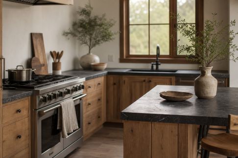 Mixer les textures pour une cuisine moderne et chaleureuse