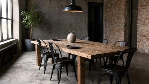Salle à manger industrielle : idées d’agencement et de décoration