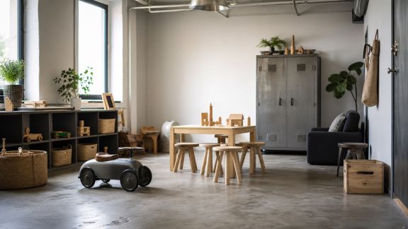 Intégrer des rappels de style industriel dans une salle de jeux moderne