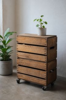 DIY : Réaliser une table d’appoint roulante avec des caisses recyclées