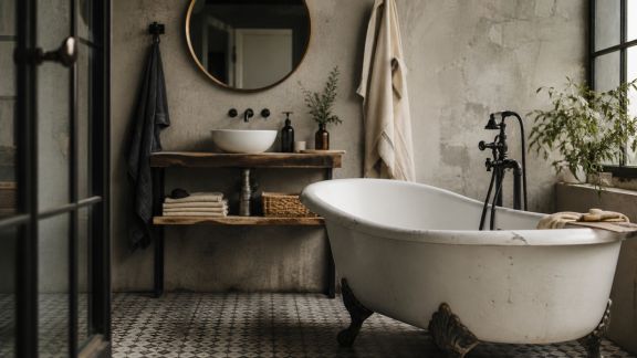 Associer le style industriel au vintage dans la salle de bain