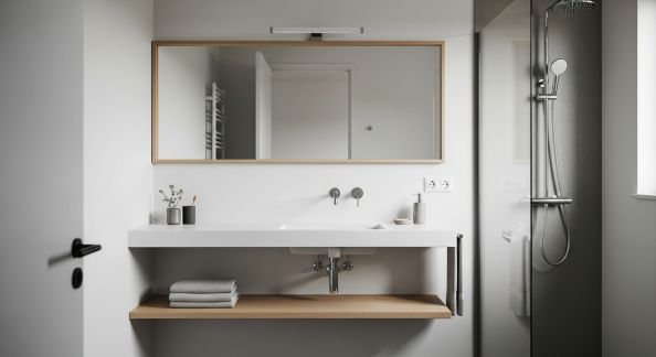 Aménagement d'une salle de bain minimaliste et fonctionnelle