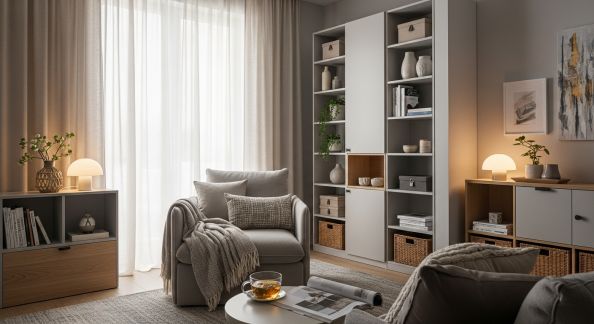Créer un Espace de Détente avec des Meubles de Rangement Bien Pensés