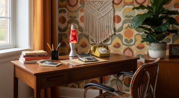 Un bureau à la maison inspiré des années 70