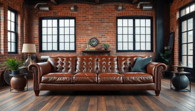 Canapé en cuir : la pièce maîtresse d'un salon industriel chic
