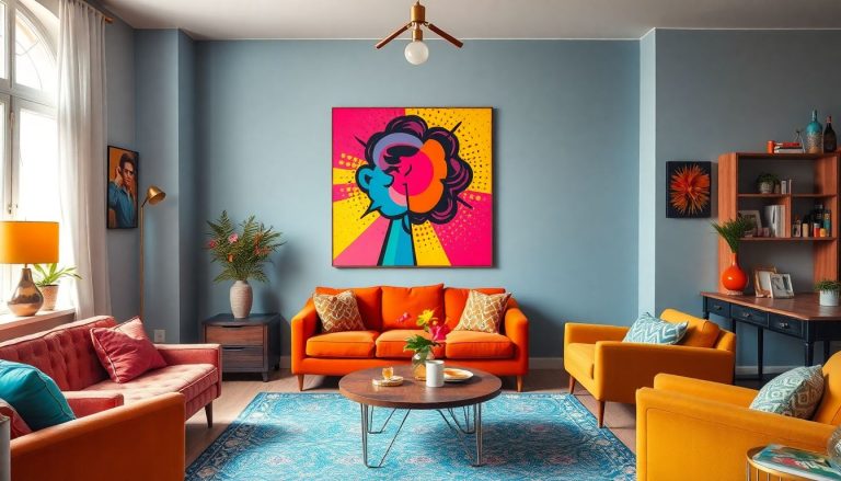 Tableau Pop Art dans le salon : Dynamisez votre déco avec un style vintage coloré